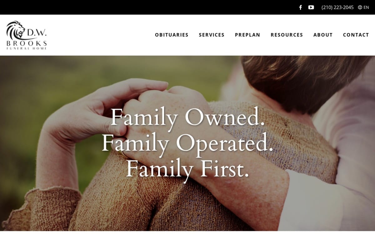 D W Brooks Funeral Home funeral home website homepage