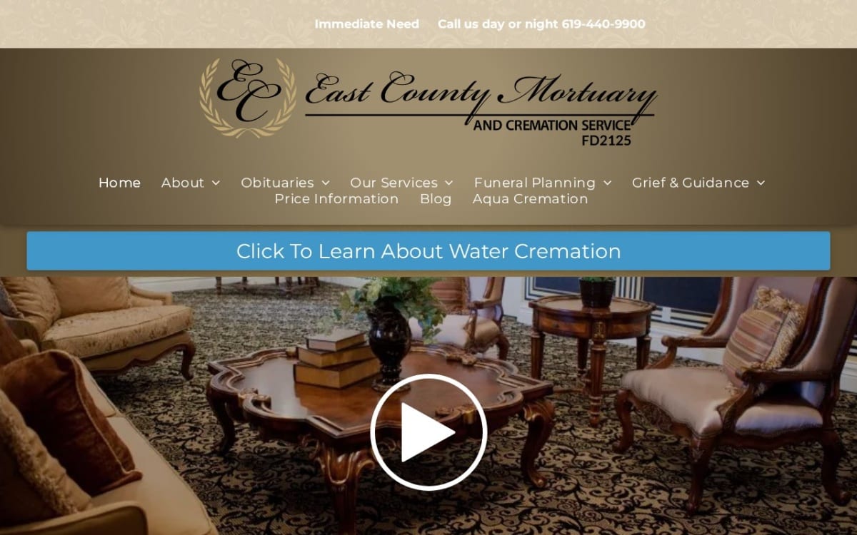 East County Mortuary & Cremation Services funeral home website homepage