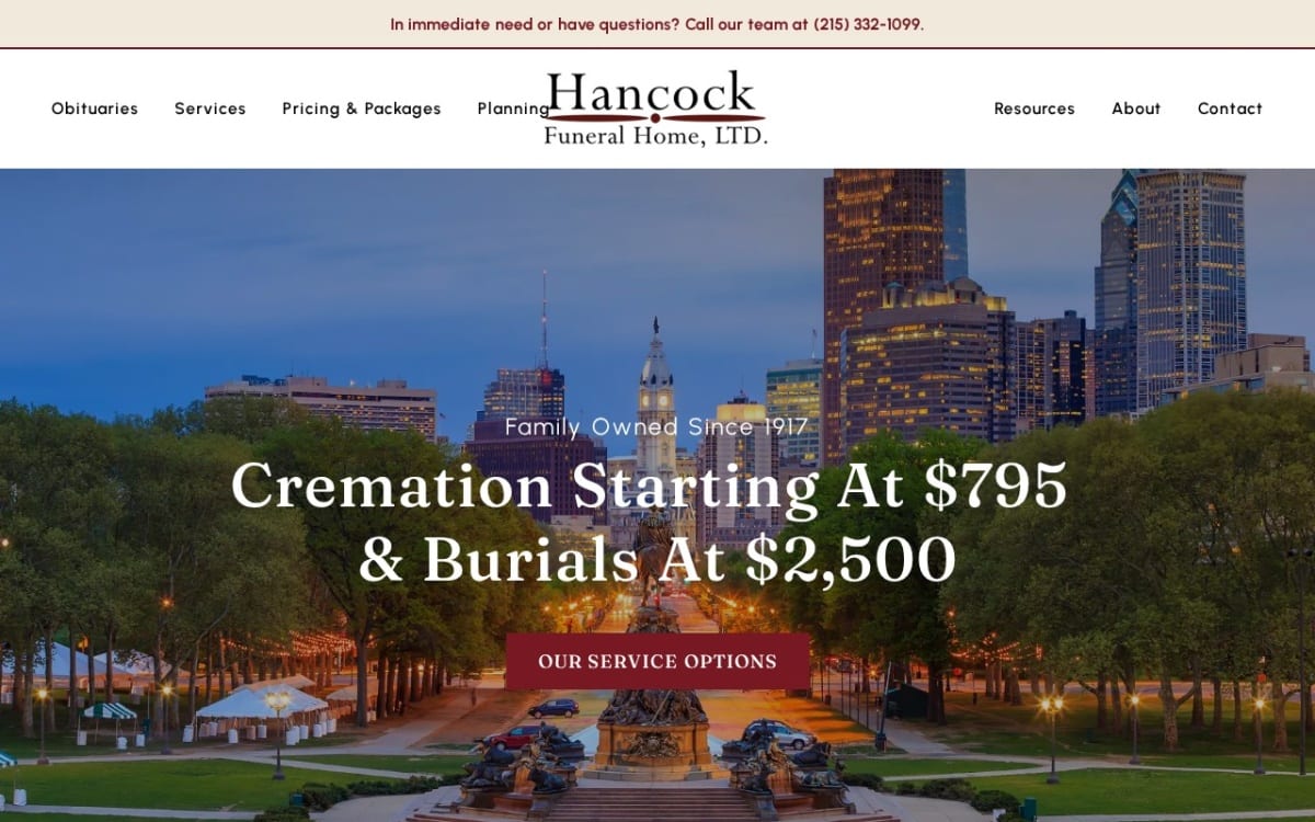Hancock Funeral Home Ltd funeral home website homepage