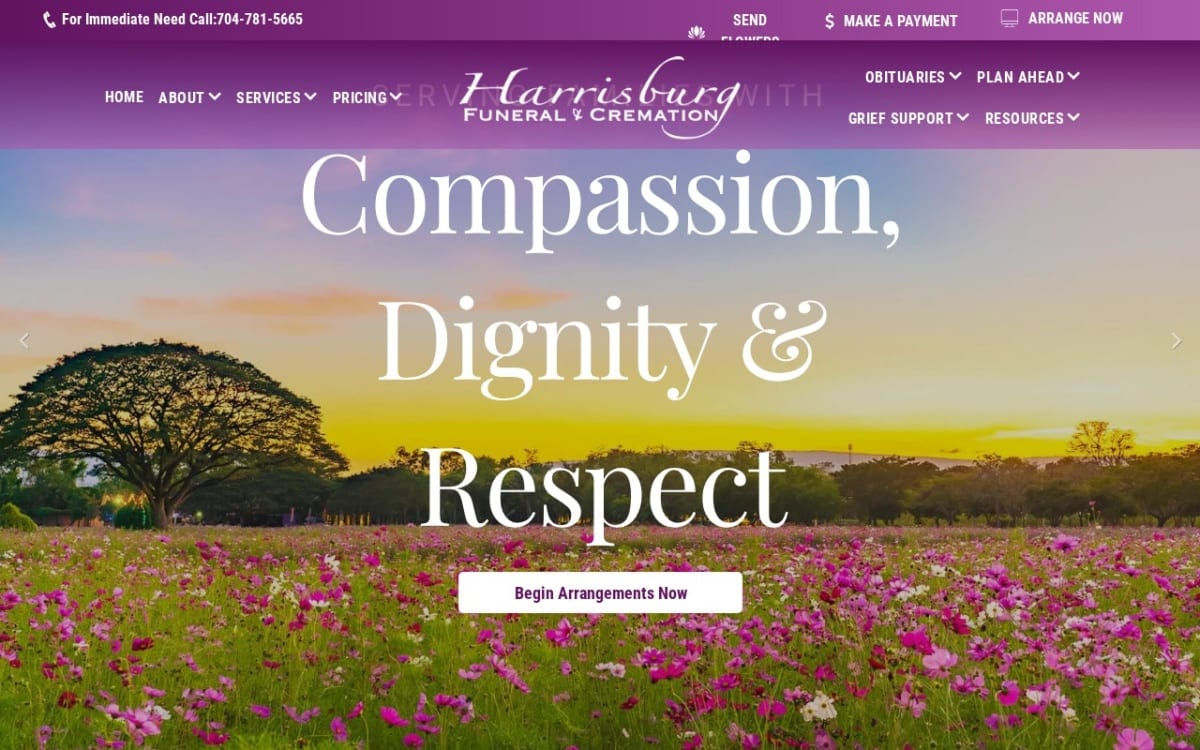 Harrisburg Funeral & Cremation funeral home website homepage