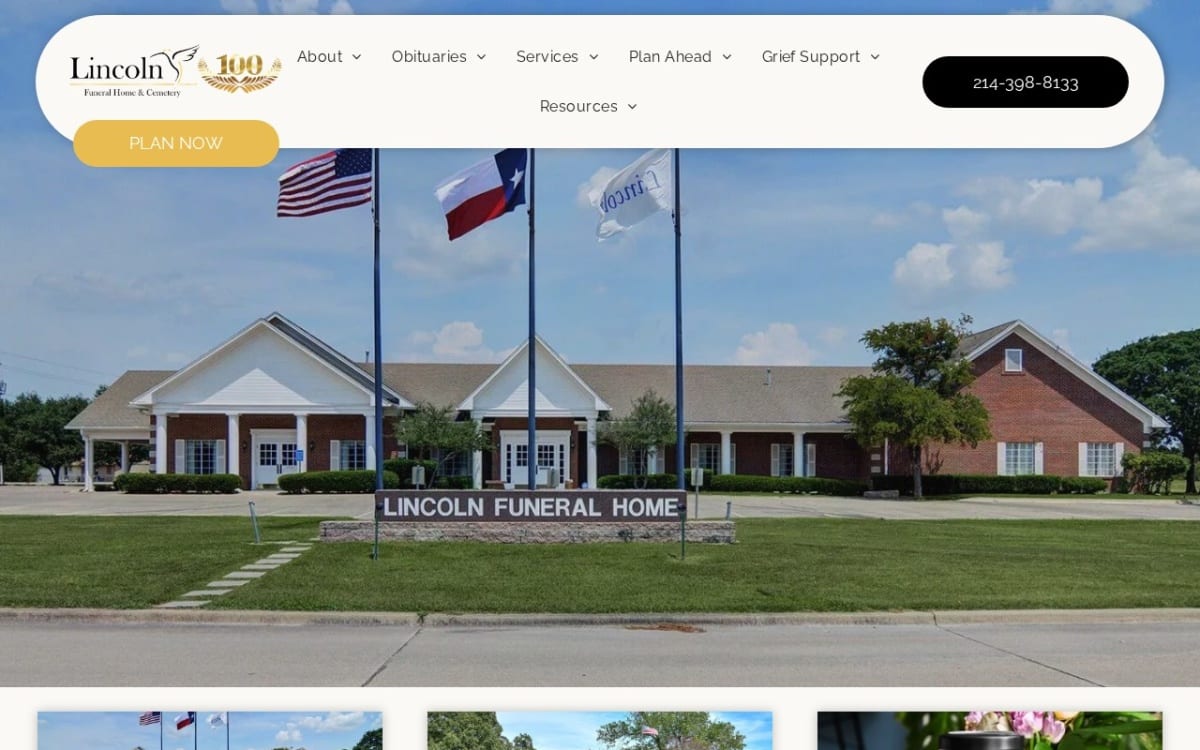 Lincoln Funeral Home & Memorial Parks funeral home website homepage