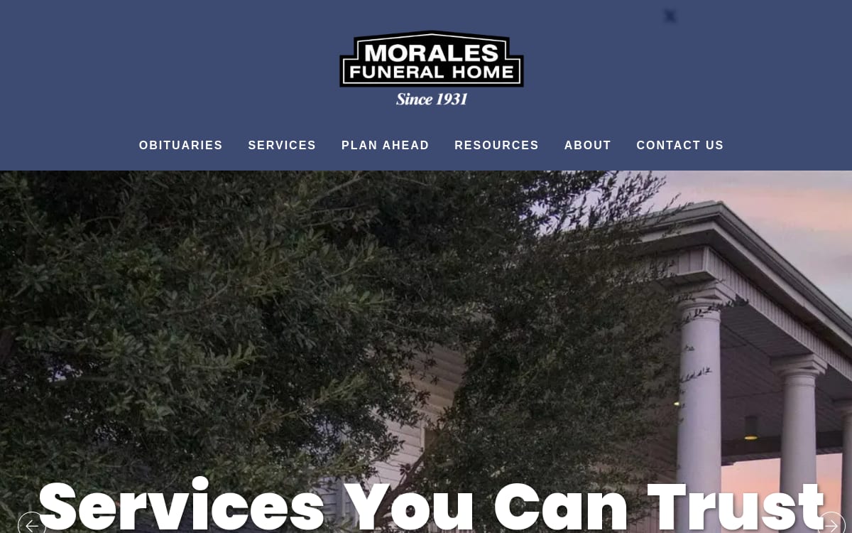 Felix H. Morales Funeral Home & On-site Crematory funeral home website homepage