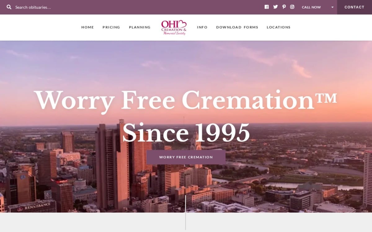 Ohio Cremation & Memorial Society funeral home website homepage