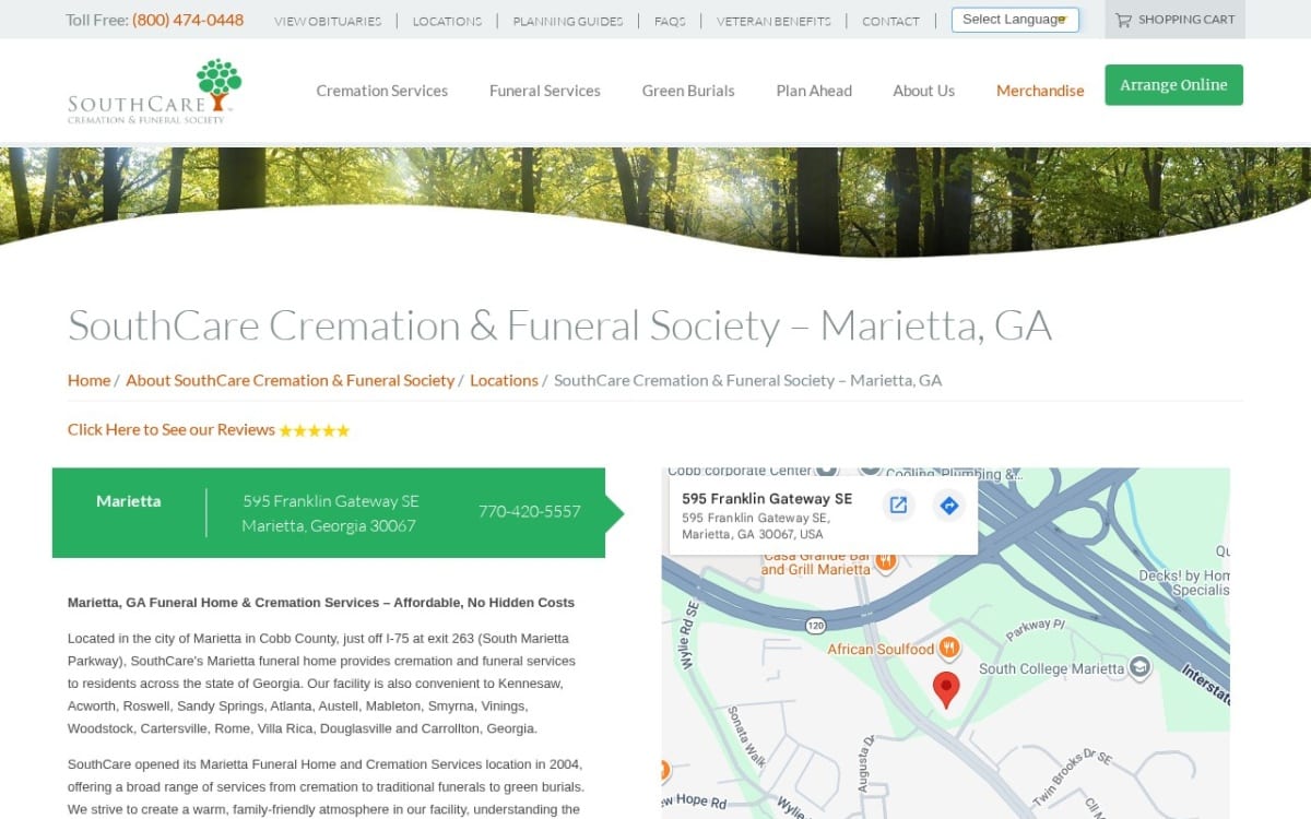 SouthCare Cremation & Funeral Society funeral home website homepage