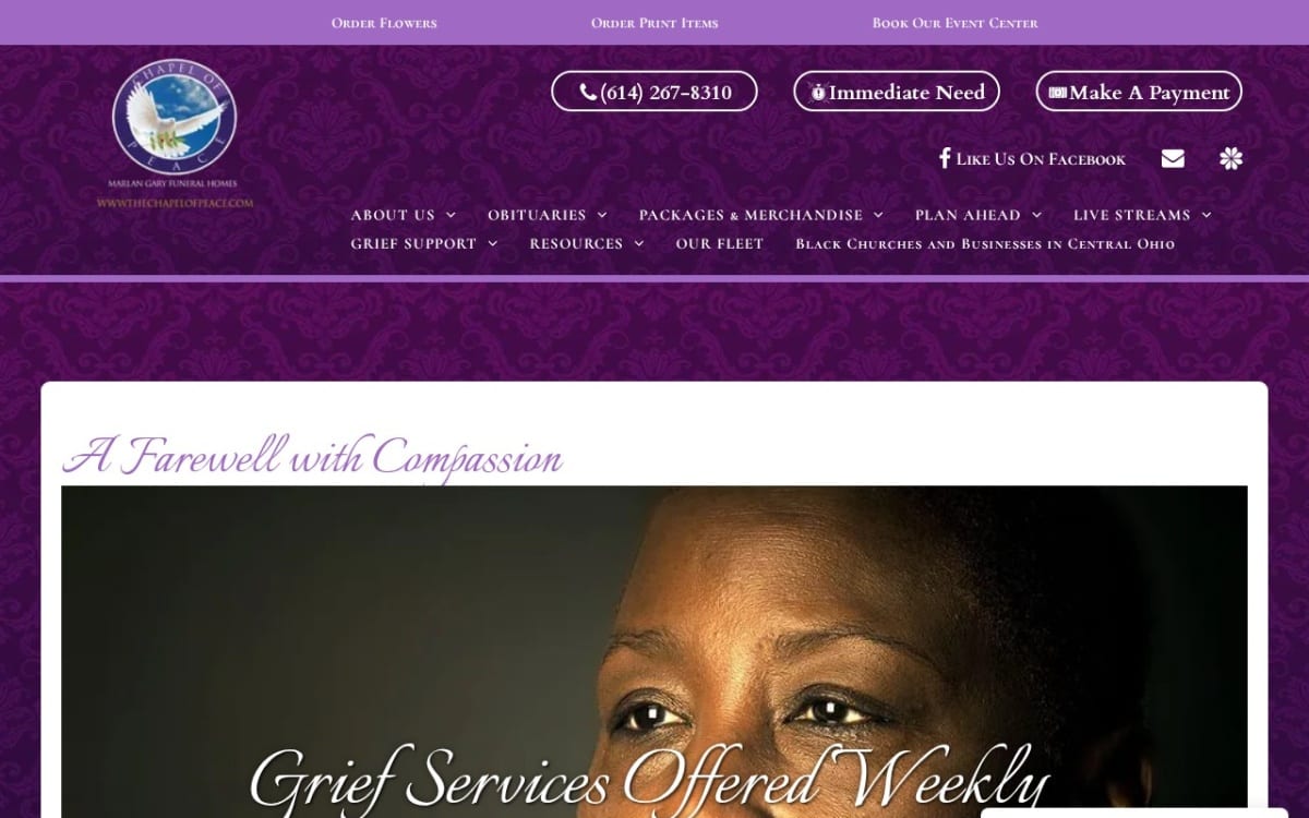 Marlan Gary Funeral Home, Chapel of Peace funeral home website homepage