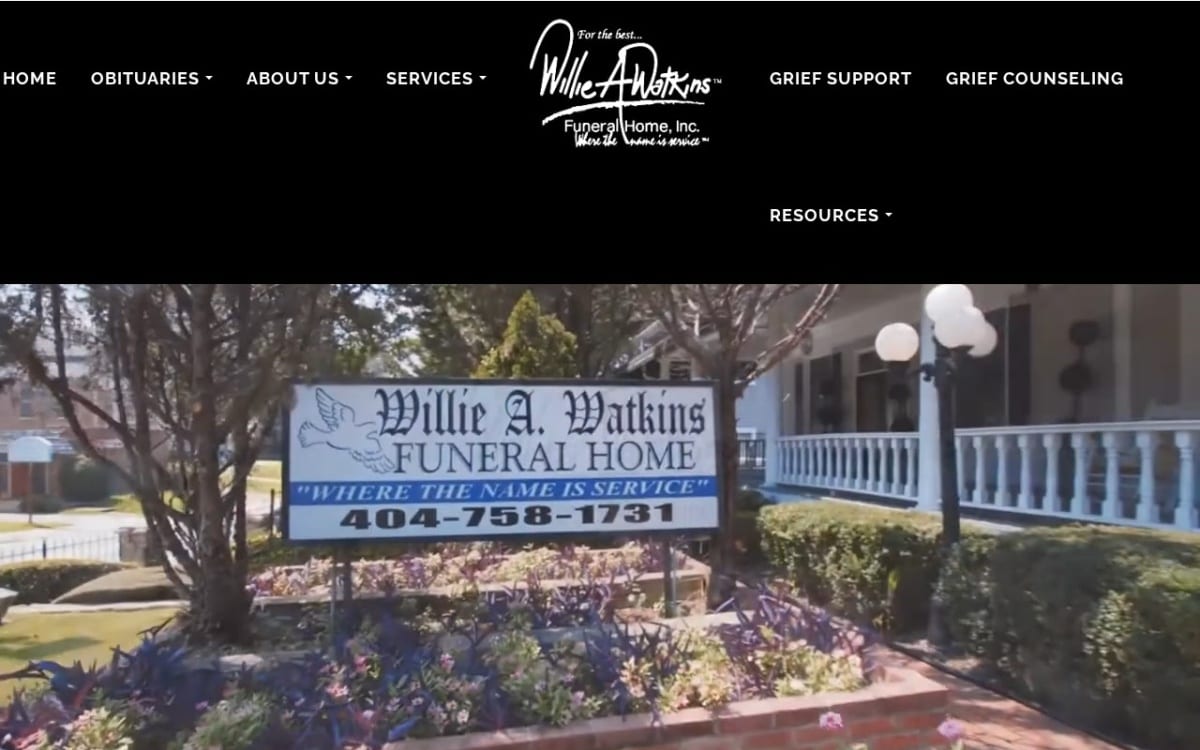 Willie A. Watkins Funeral Home funeral home website homepage