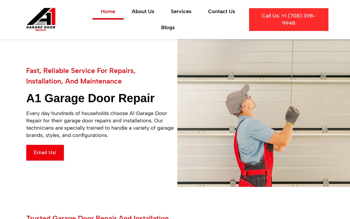 A1 Garage Door Repair Inc garage door company website homepage