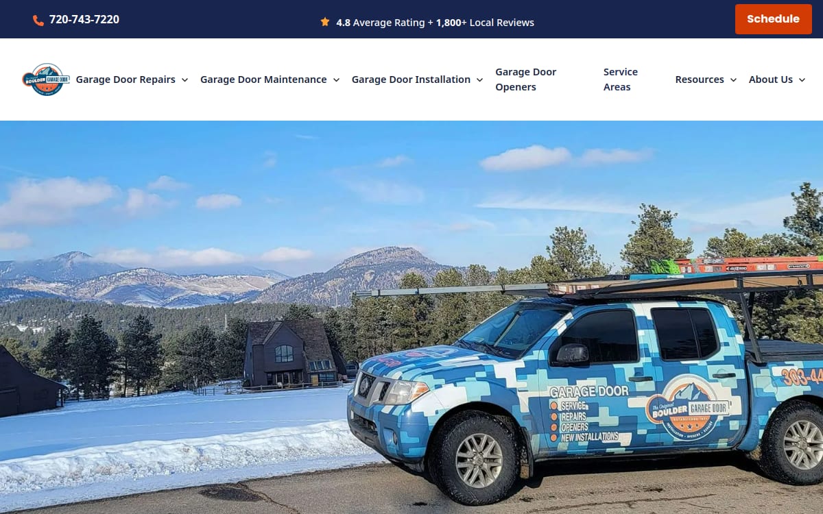 Boulder Garage Door garage door company website homepage