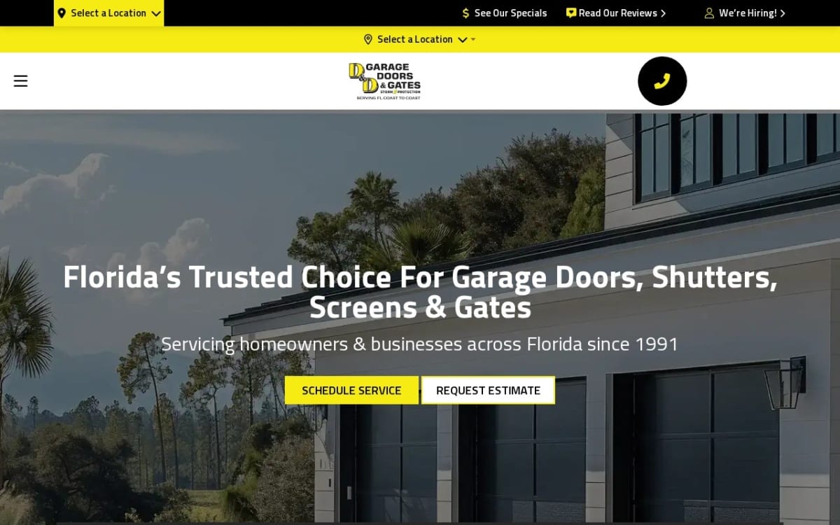 D & D Garage Doors garage door company website homepage