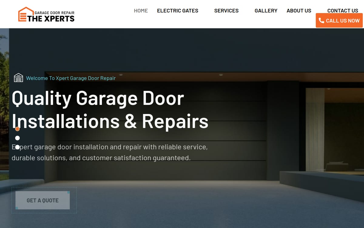 The Xperts Garage Door repair garage door company website homepage