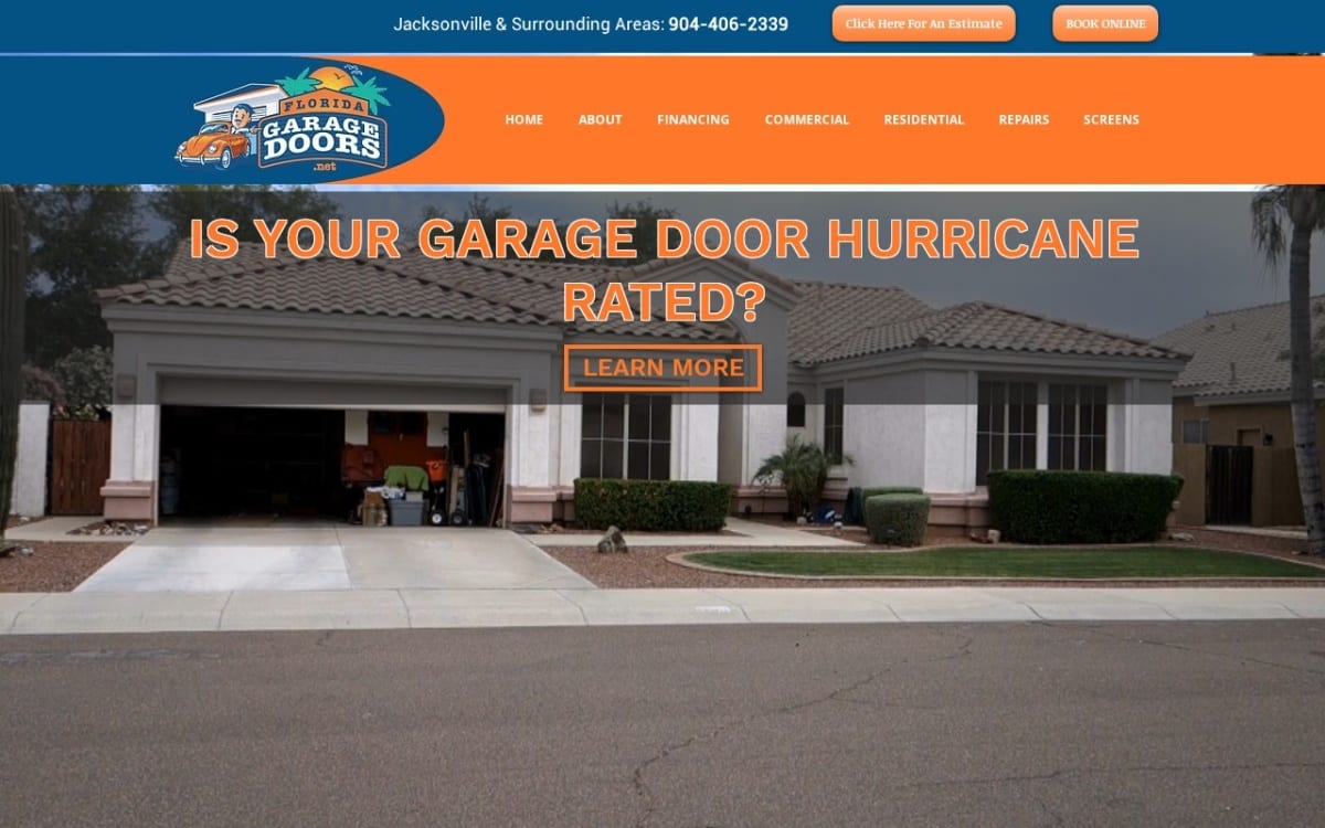 Florida Garage Doors Net INC garage door company website homepage