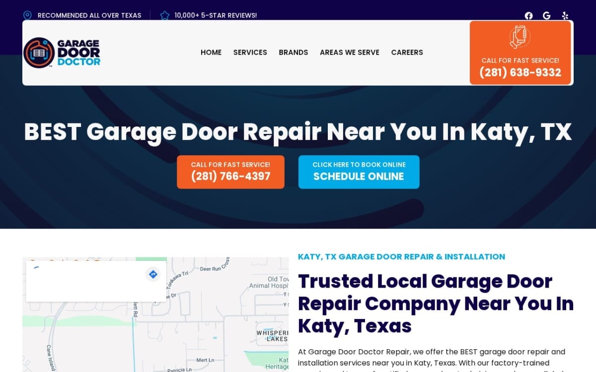 Garage Door Doctor Repair garage door company website homepage
