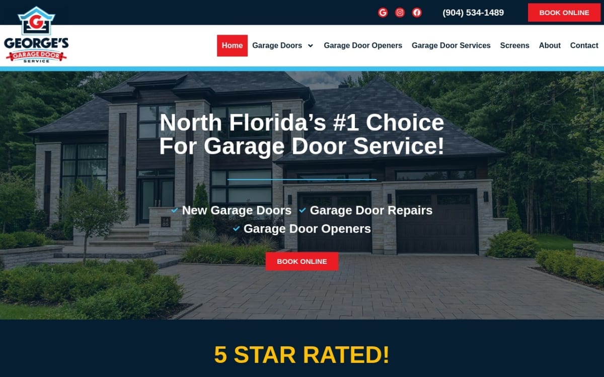 George's Garage Door Service garage door company website homepage