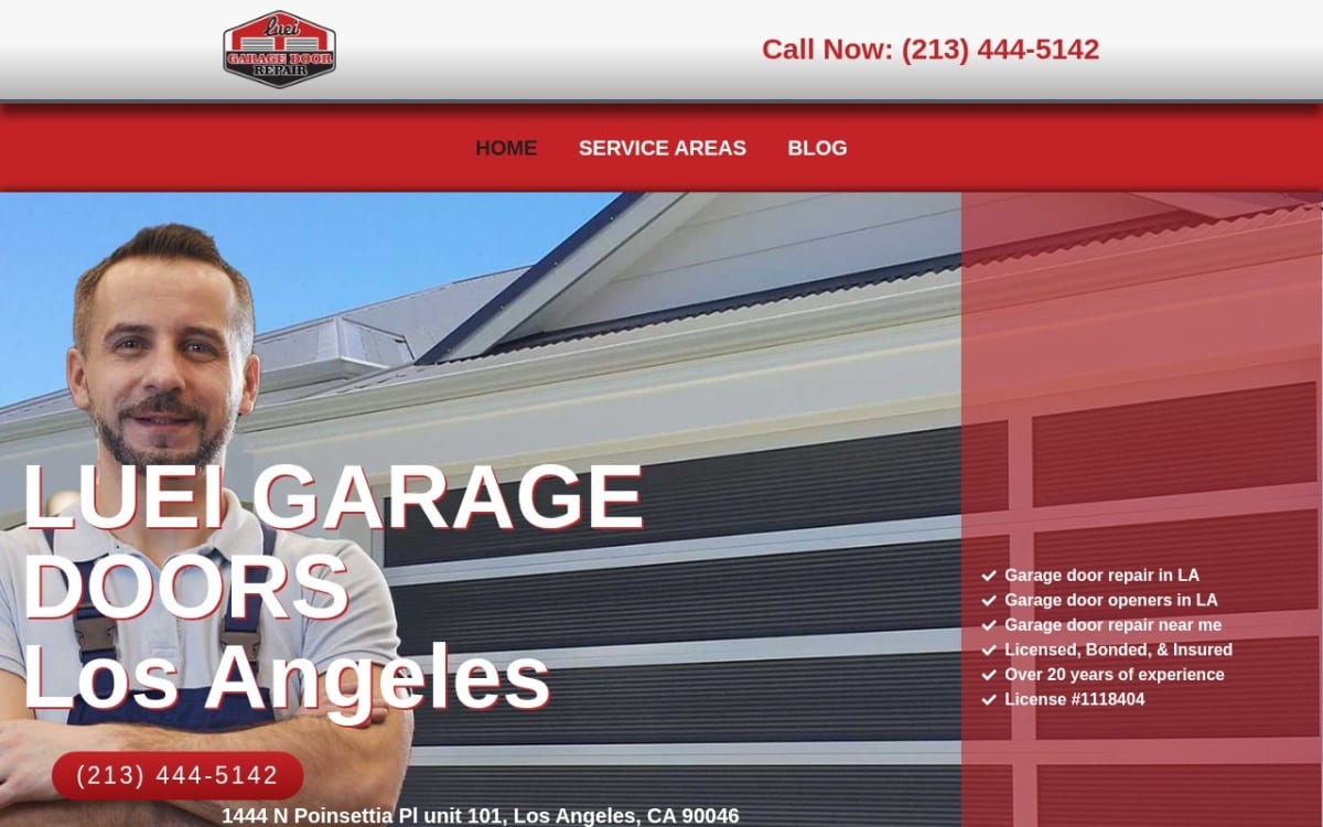Luei Garage Door Repair garage door company website homepage