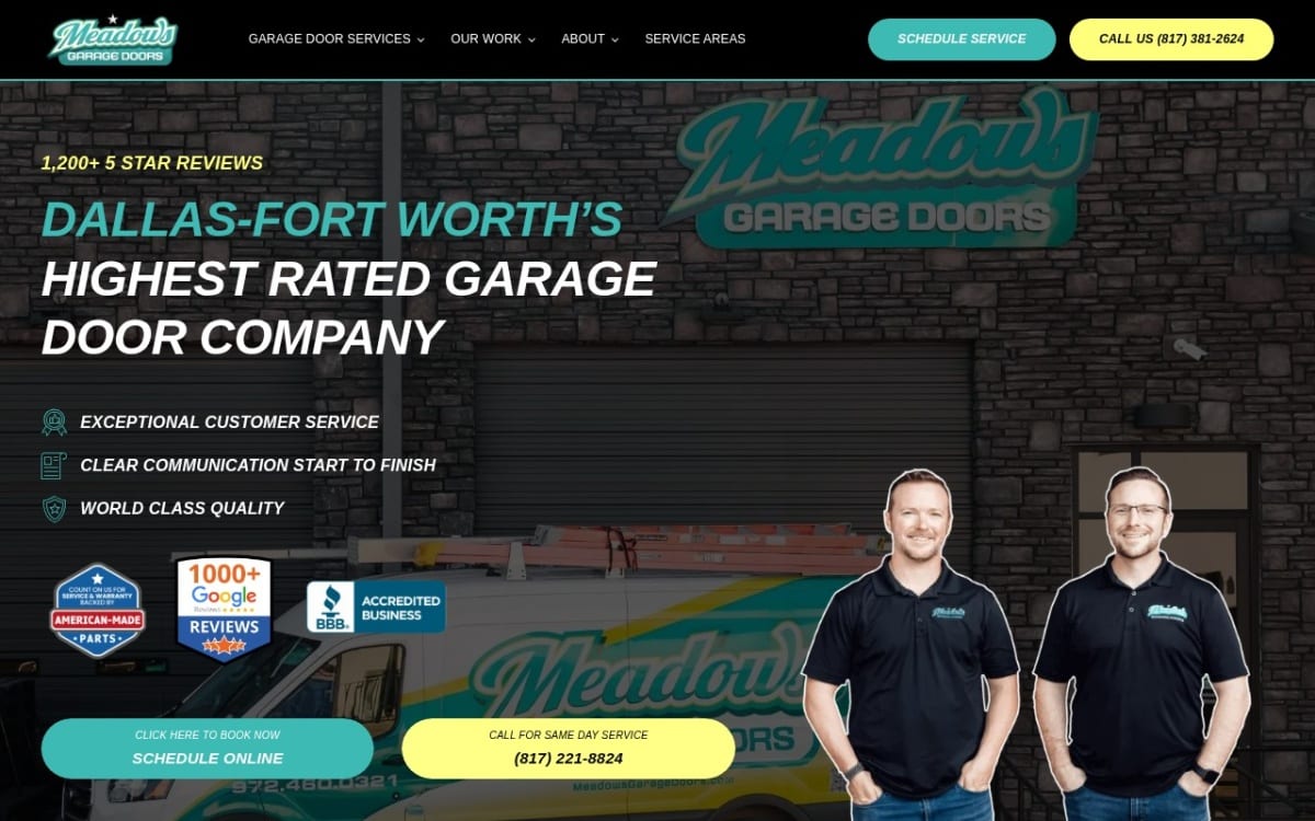 Meadows Garage Door Repair & Installation garage door company website homepage