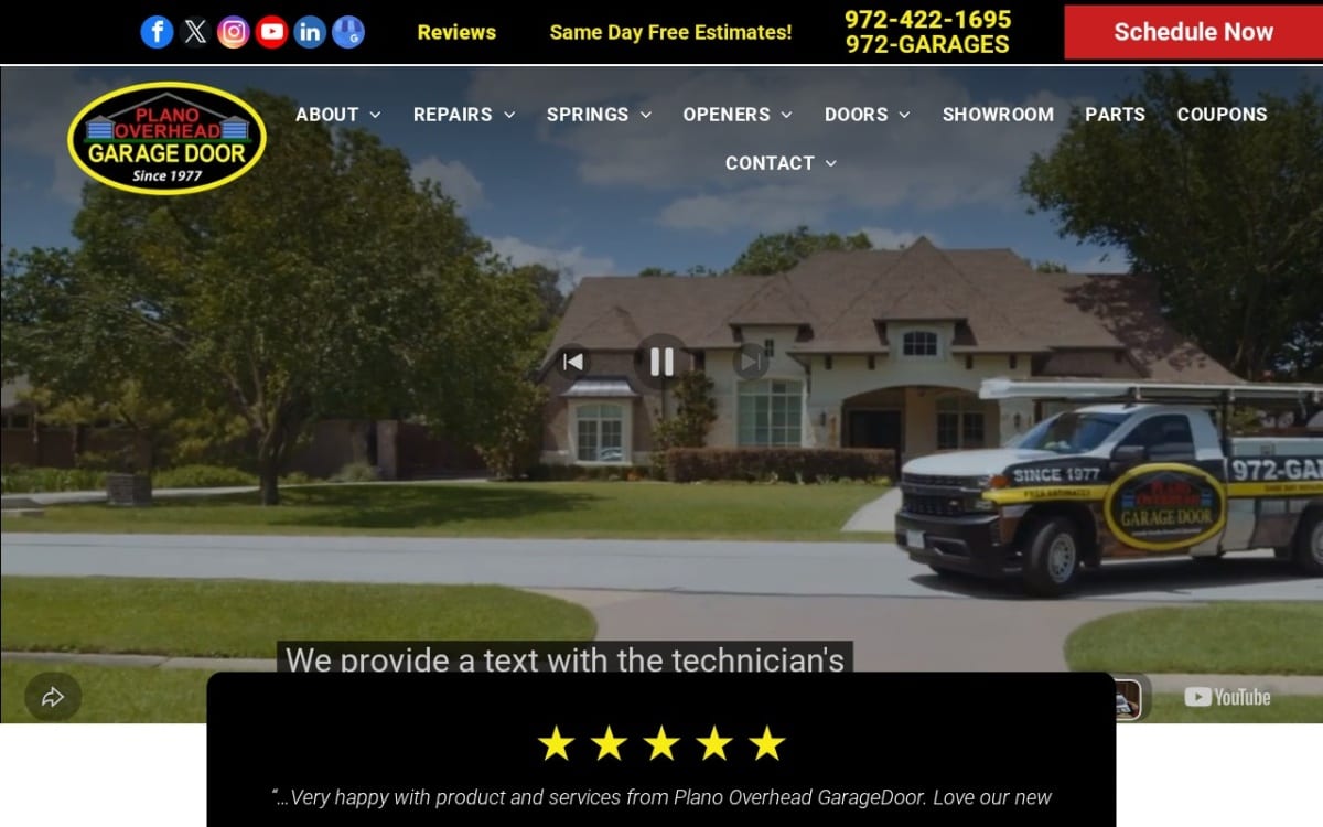 Plano Overhead Garage Door garage door company website homepage