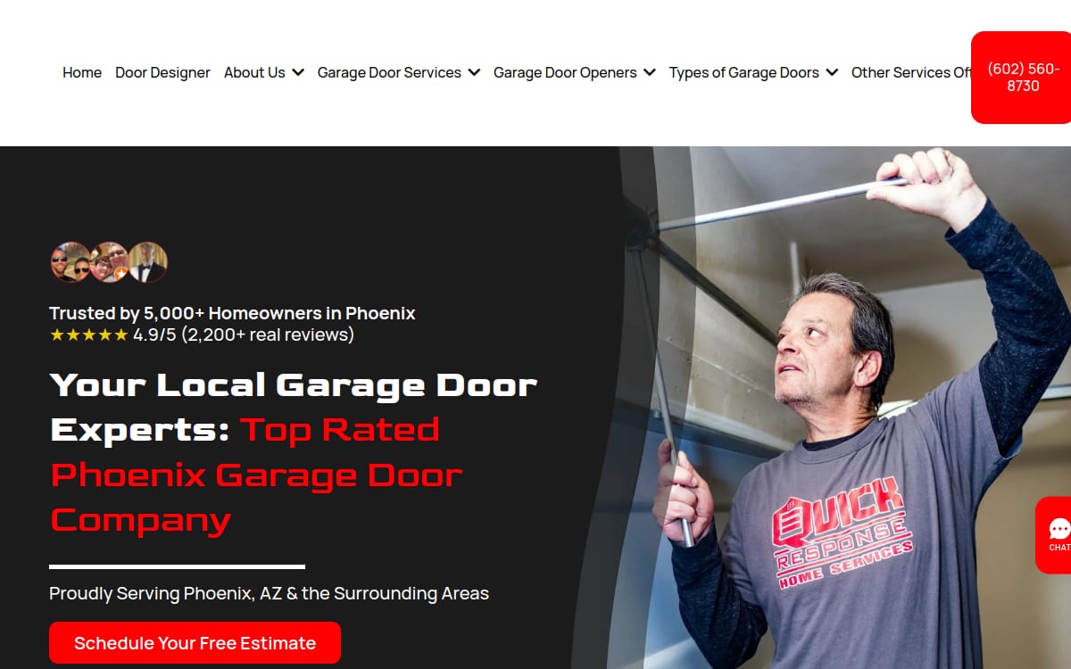 Quick Response Garage Door Service garage door company website homepage