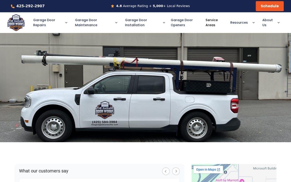 The Garage Door Works garage door company website homepage
