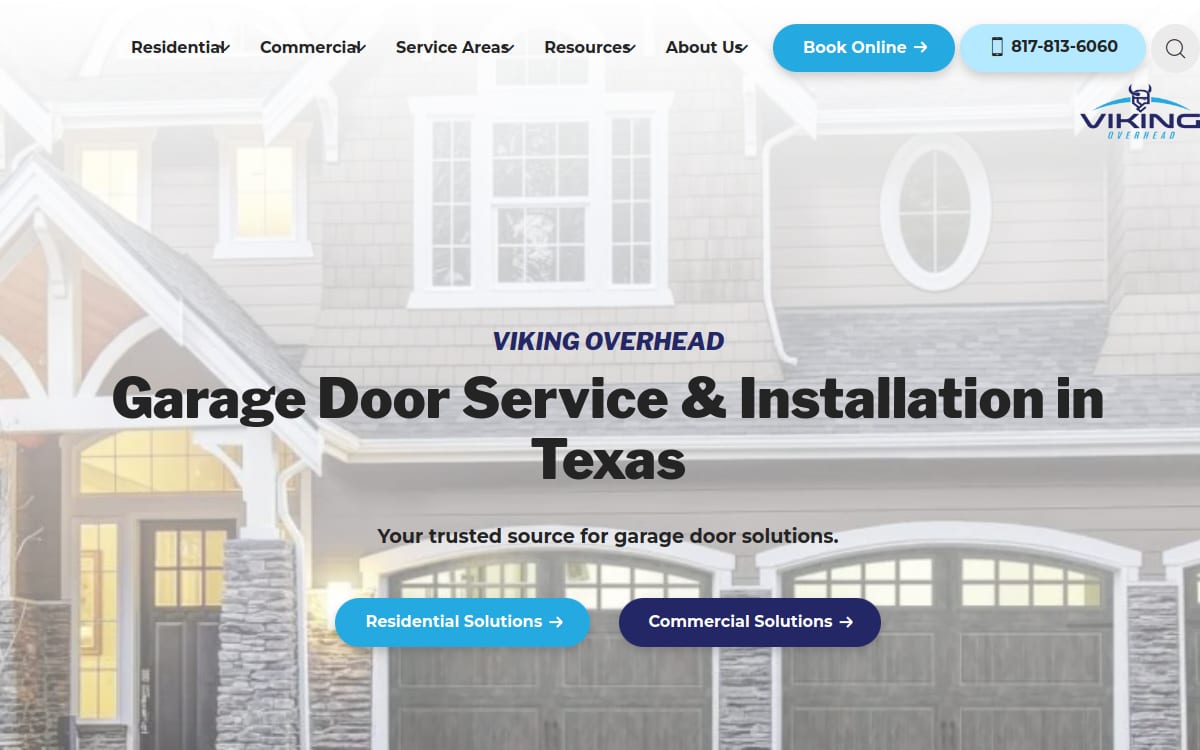 Viking Overhead garage door company website homepage