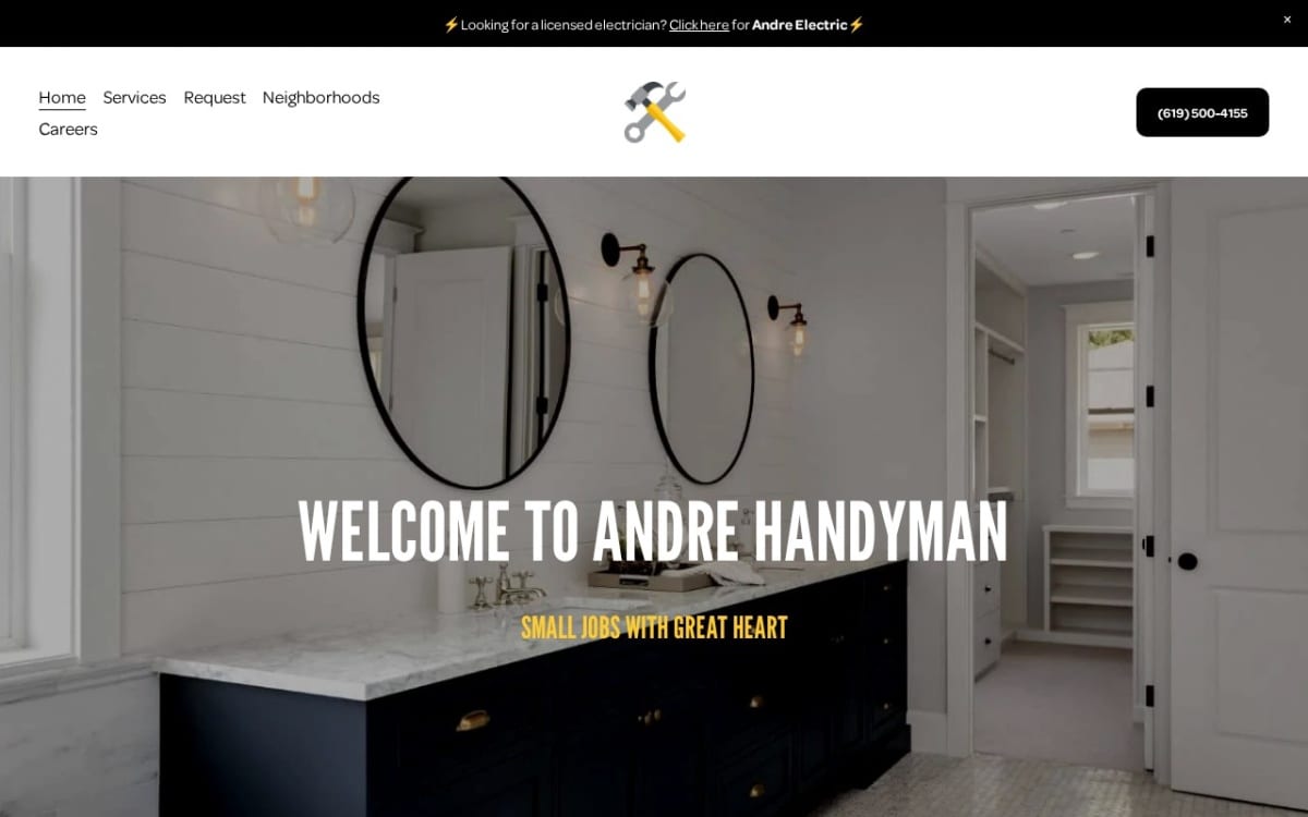 Andre Handyman handyman website homepage