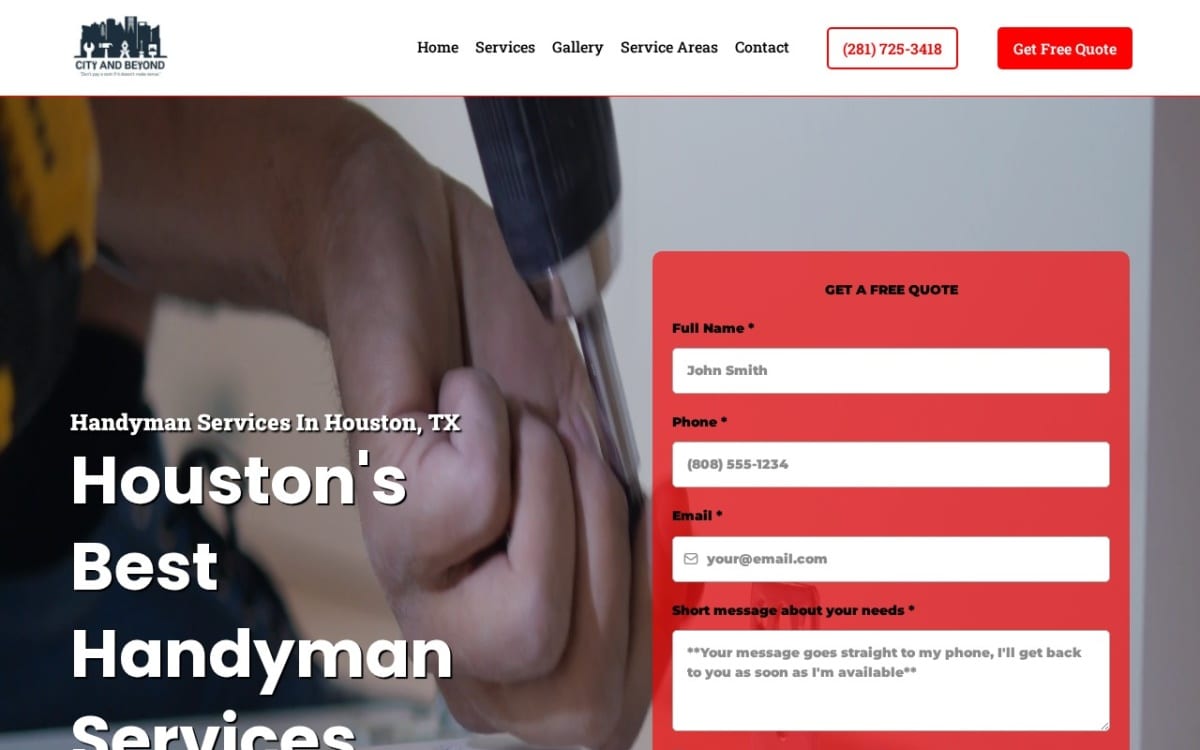 City and Beyond handyman services and more handyman website homepage