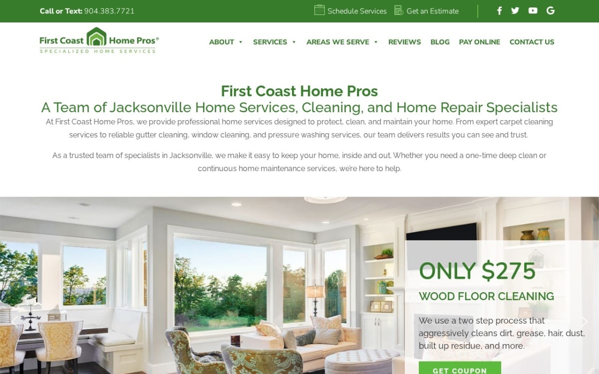 First Coast Home Pros handyman website homepage