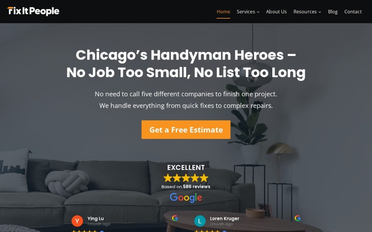 Fix It People handyman website homepage