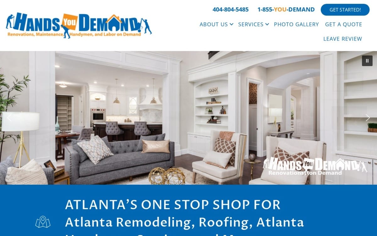 Hands You Demand handyman website homepage