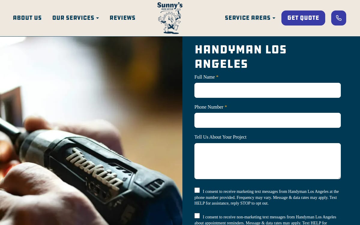 Handyman LA handyman website homepage
