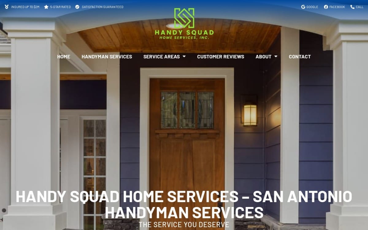 Handy Squad Home Services, Inc handyman website homepage