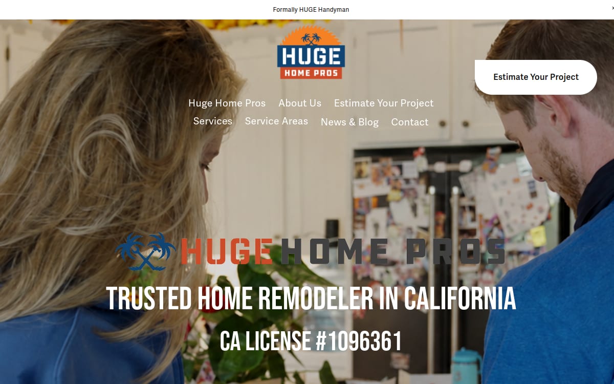 Huge Home Pros handyman website homepage