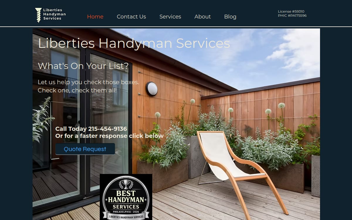 Liberties Handyman Services handyman website homepage