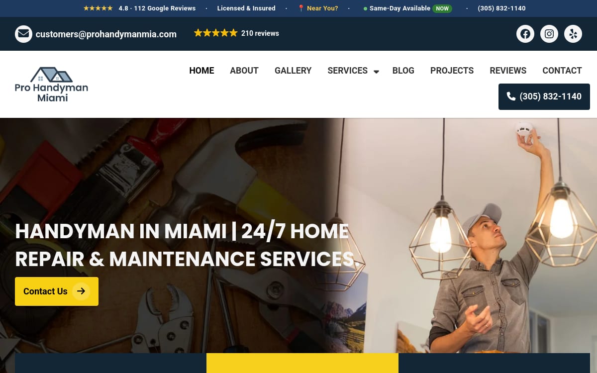 Pro Handyman handyman website homepage