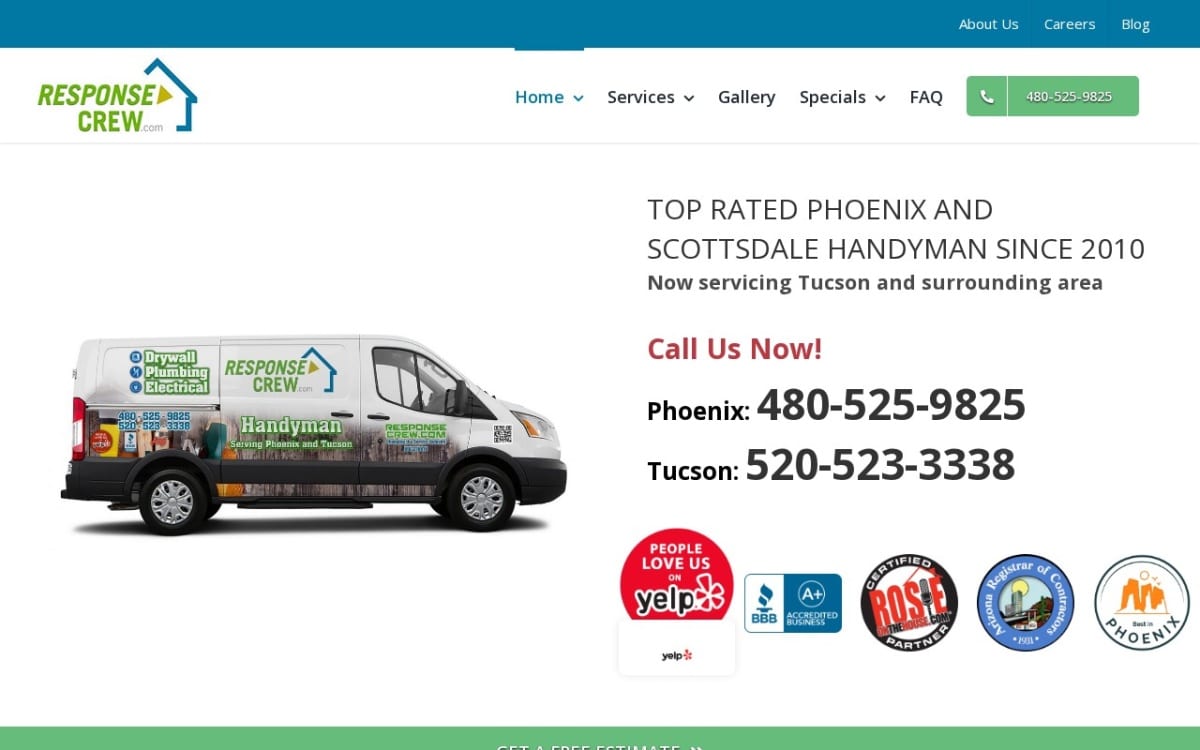 Response Crew Handyman handyman website homepage