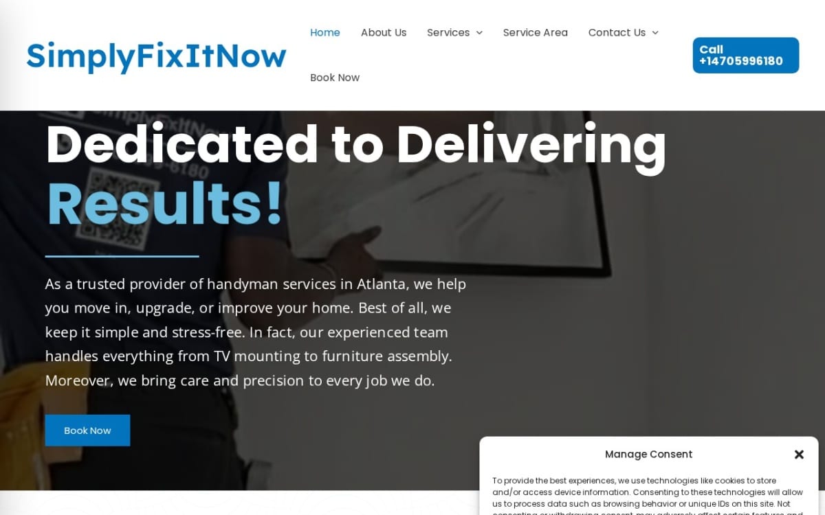 Simplyfixitnow handyman website homepage