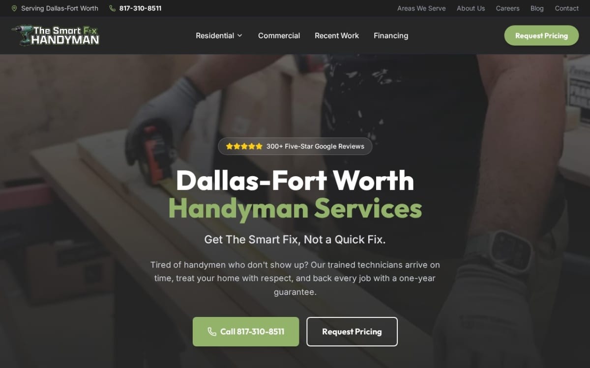 The Smart Fix Handyman of Fort Worth handyman website homepage