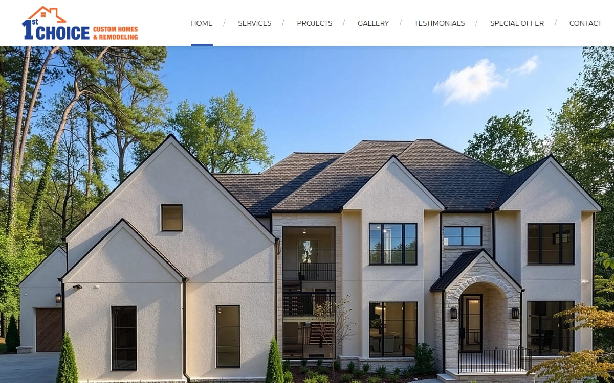 1st Choice Custom Homes and Remodel ATL home remodeling website homepage