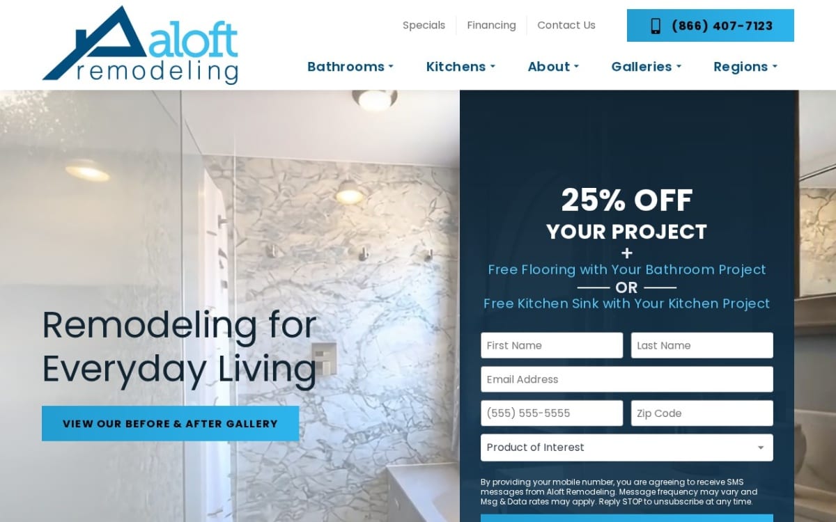 Aloft Remodeling of Arizona home remodeling website homepage