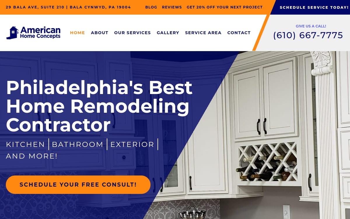 American Home Concepts home remodeling website homepage