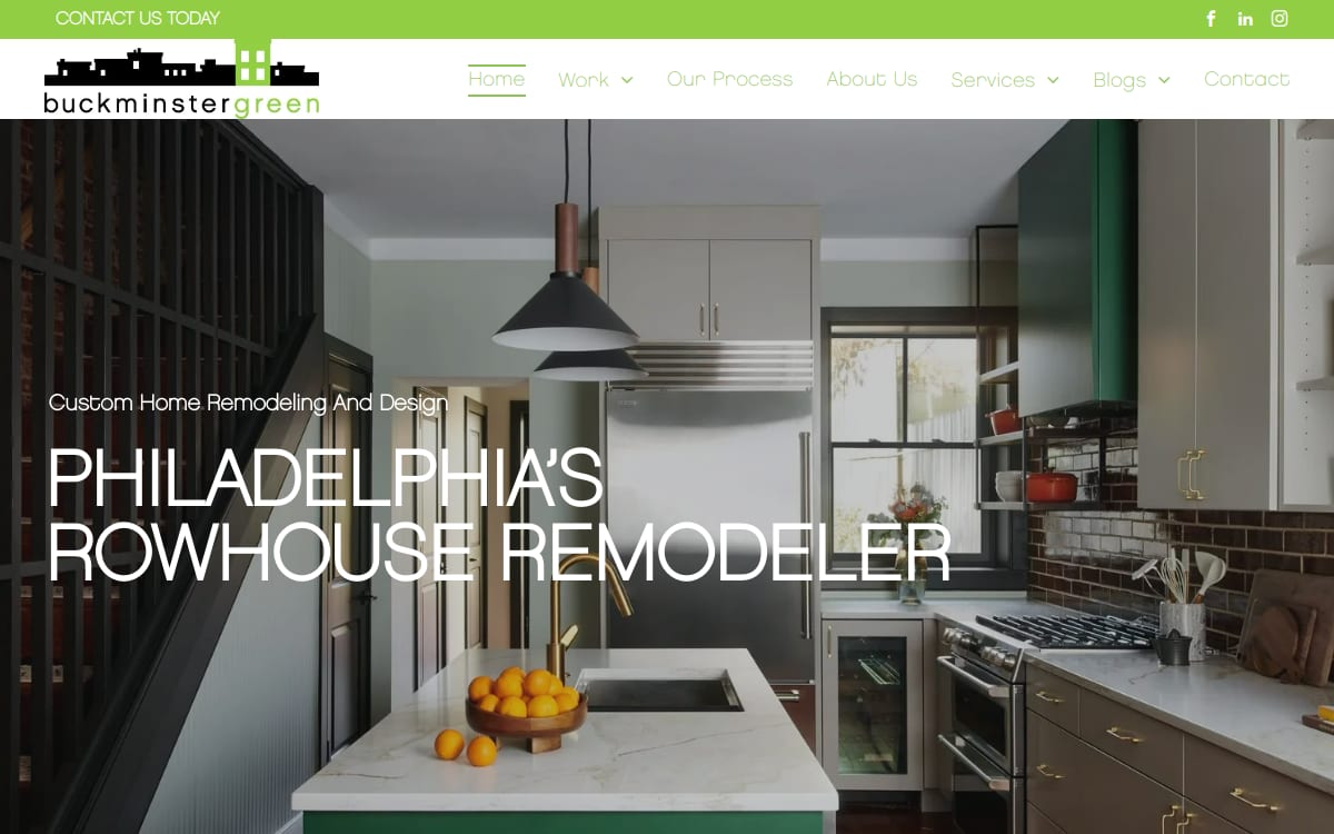 Buckminster Green home remodeling website homepage