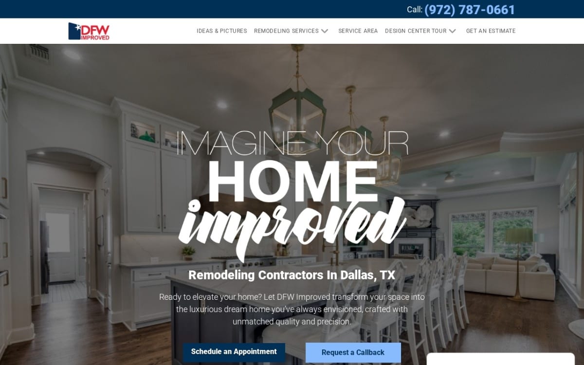 DFW Improved home remodeling website homepage