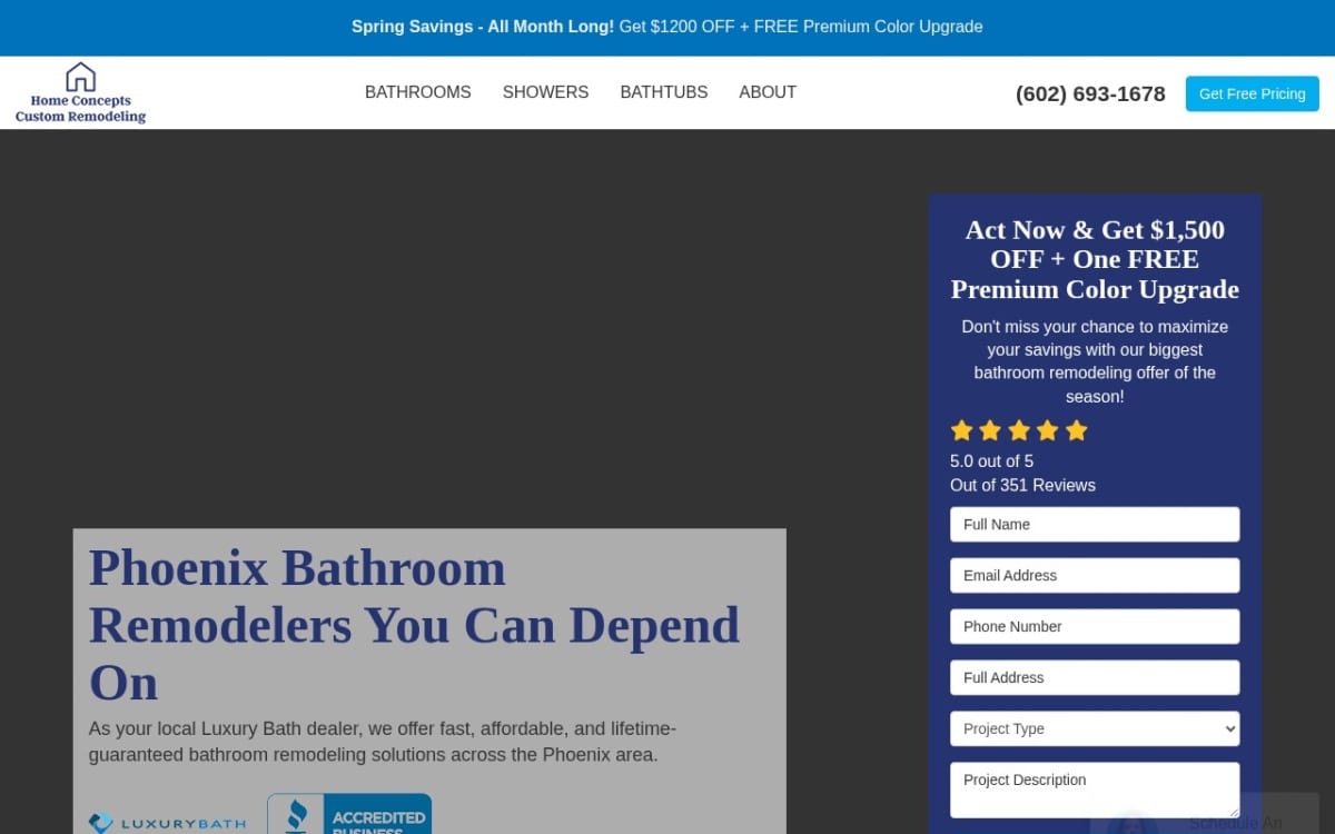 Home Concepts Custom Remodeling home remodeling website homepage