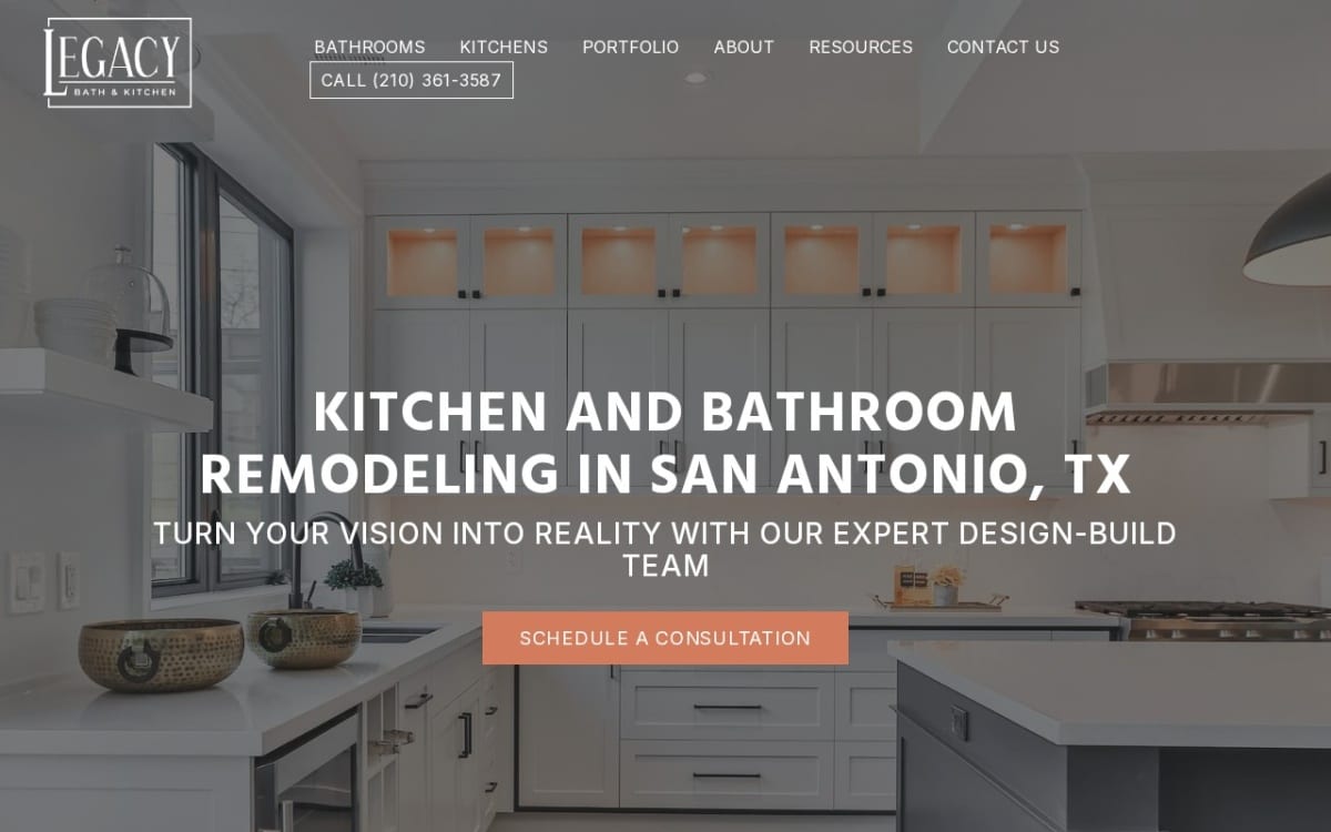 Legacy Bath & Kitchen home remodeling website homepage