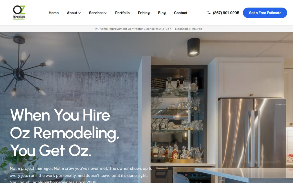 Oz Remodeling LLC home remodeling website homepage