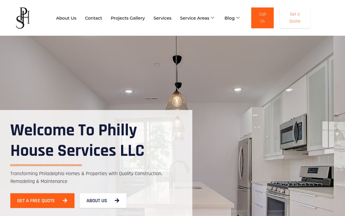 PHS General Contractor Philadelphia home remodeling website homepage