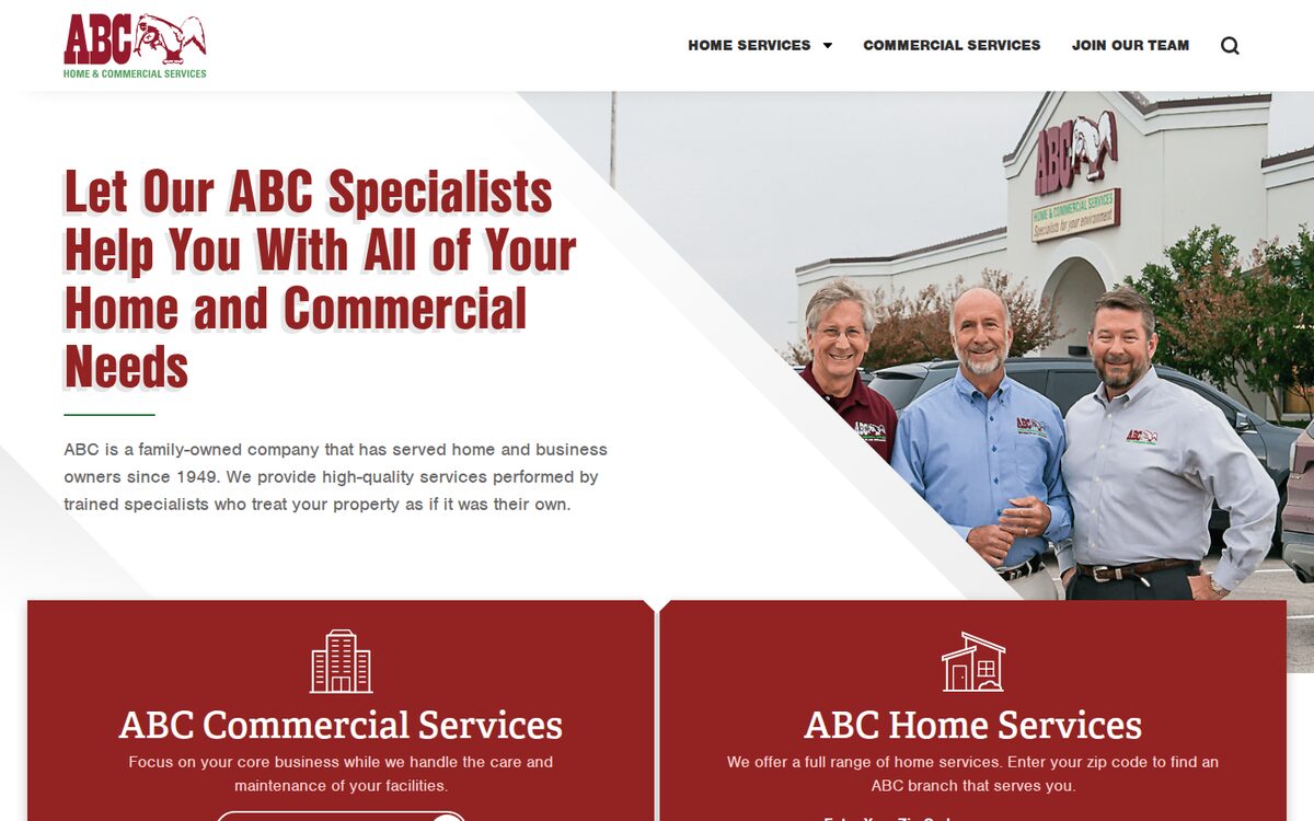 ABC Home & Commercial Services HVAC website homepage