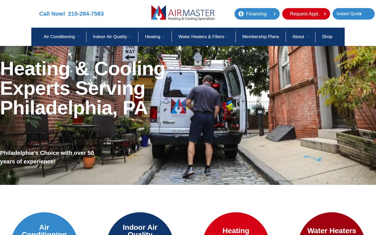 AirMaster HVAC website homepage