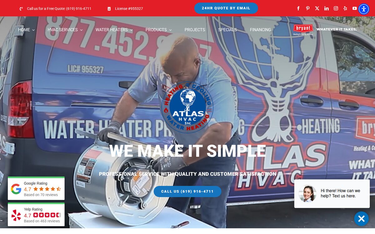 Atlas HVAC HVAC website homepage
