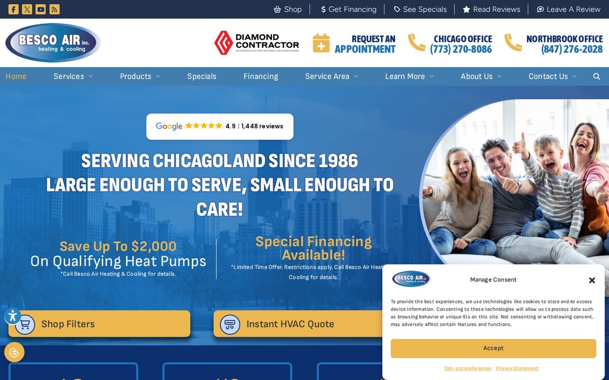 Besco Air HVAC website homepage