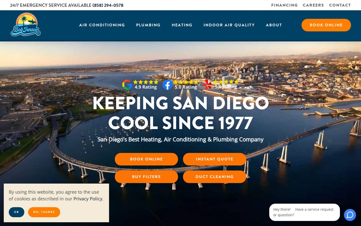 Bob Jenson Air Conditioning HVAC website homepage
